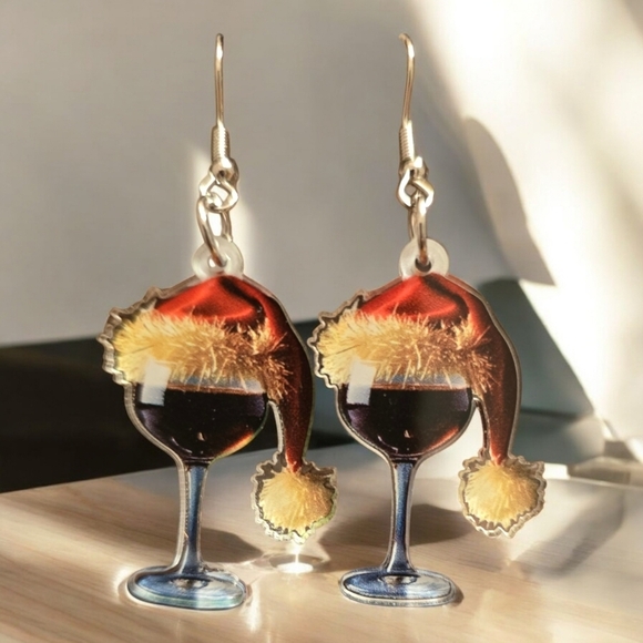 Wine Glass Acrylic Earrings - Picture 2 of 5